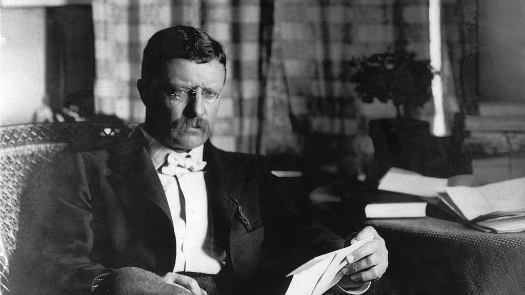 President Theodore Roosevelt in his study.
